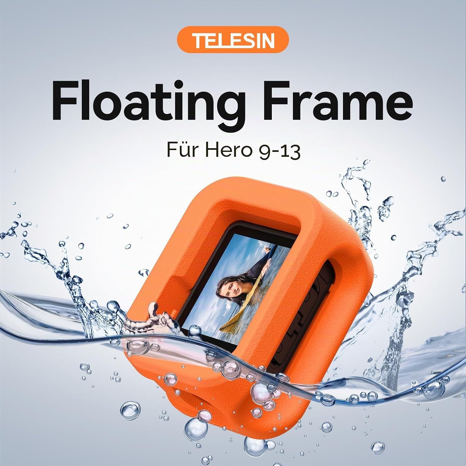 Detalle 2 de TELESIN Floaty Case für GoPro Hero 13/12/11/10/9 – orange Schwimmhülle