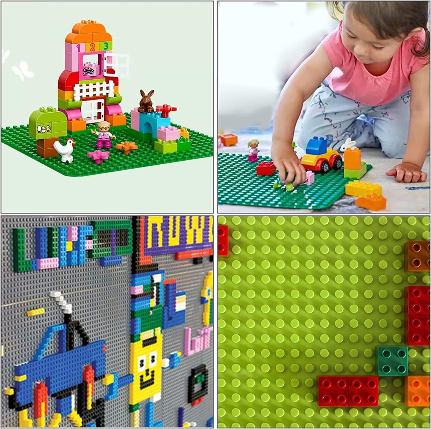 Thumbnail 3 de Hiegvor 6 Grundplatten kompatibel mit Bauplatte Classic (25,5 x 25,5 cm) – grün, blau, grau