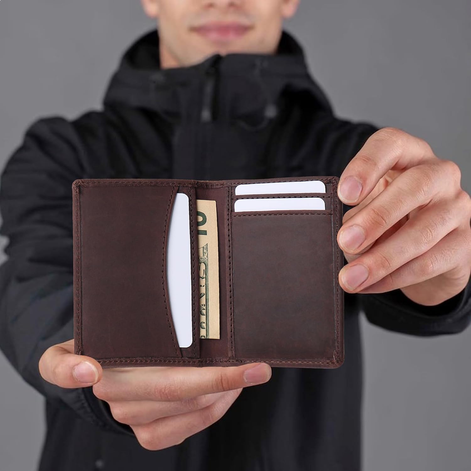 Thumbnail 5 de FOXHACKLE full-grain leather credit card wallet with RFID blocking (thin bifold card holder)