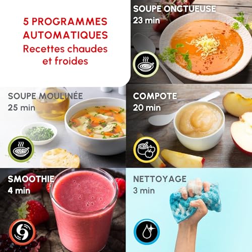 Detalle de Moulinex Easy Soup Blender Chauffant 1000W – 1,2 L, 5 programmes