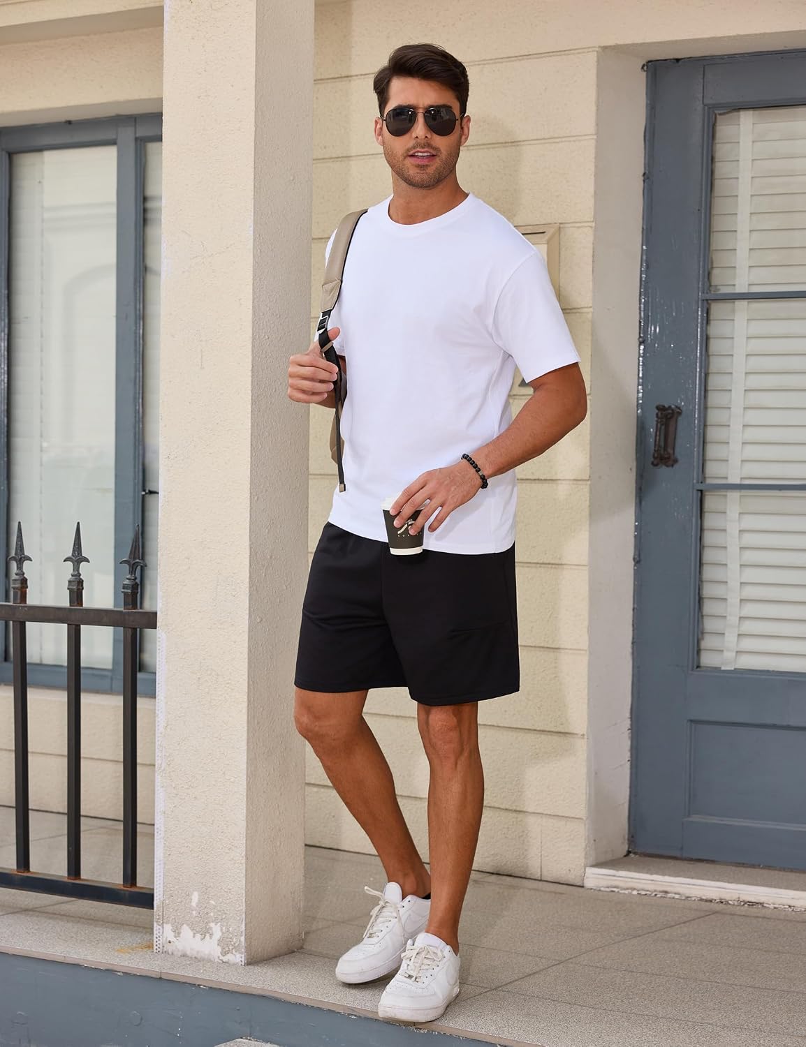 Detalle de Wayleb Pantaloncini da Uomo Sportivi in Cotone con Tasche – Comfort, stile e versatilità
