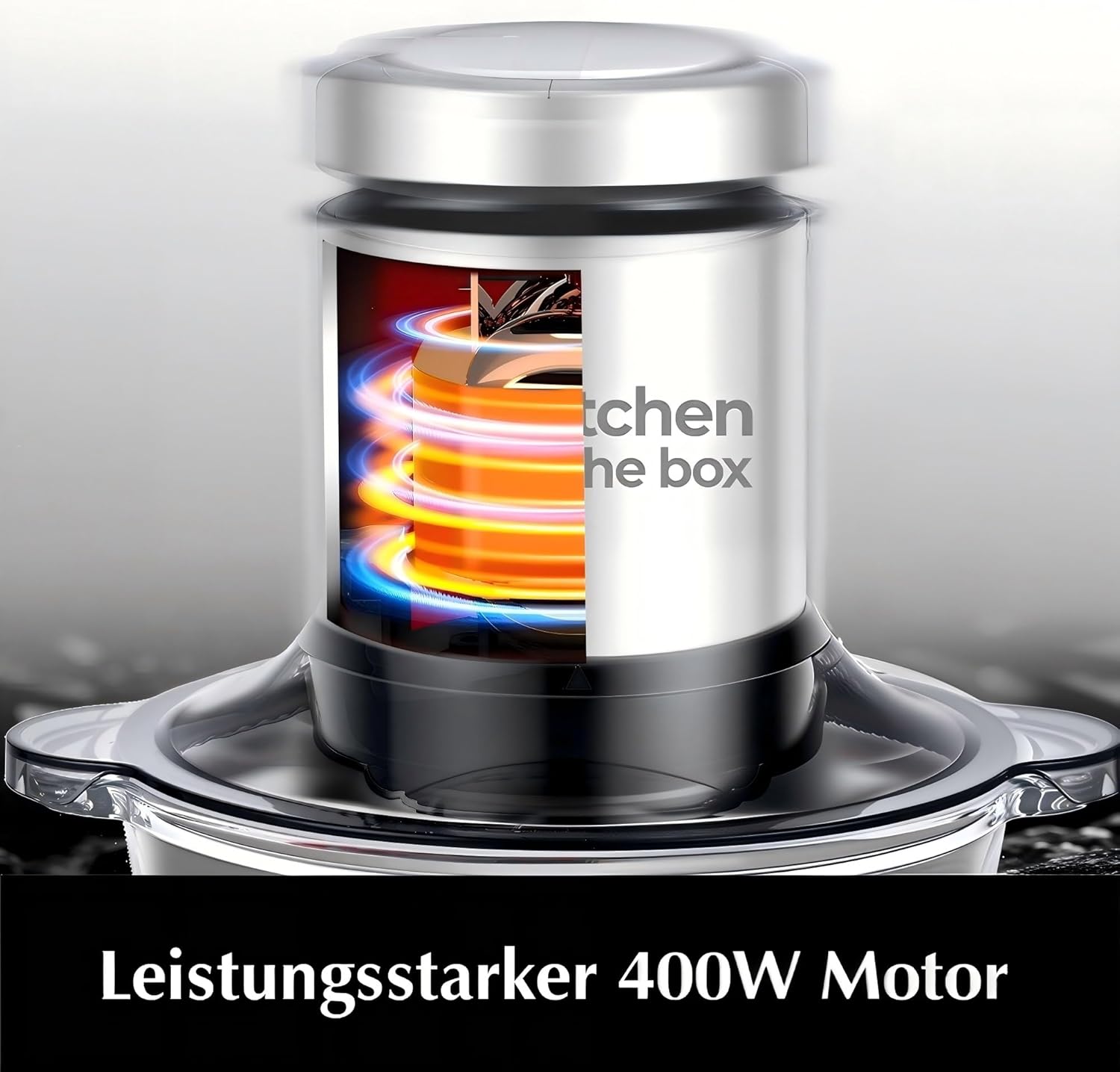 Thumbnail 2 de Kitchen in the Box elektrischer Zerkleinerer mit 400 W Motor, 2× 2‑L Schüsseln und Edelstahl‑Klingen