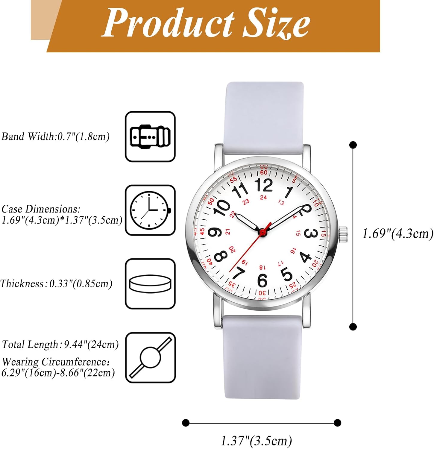 Detalle de JewelryWe Damenuhr Silikon Uhr mit Pulsberechnung – Analoge Quarz-Armbanduhr mit Silikonarmband