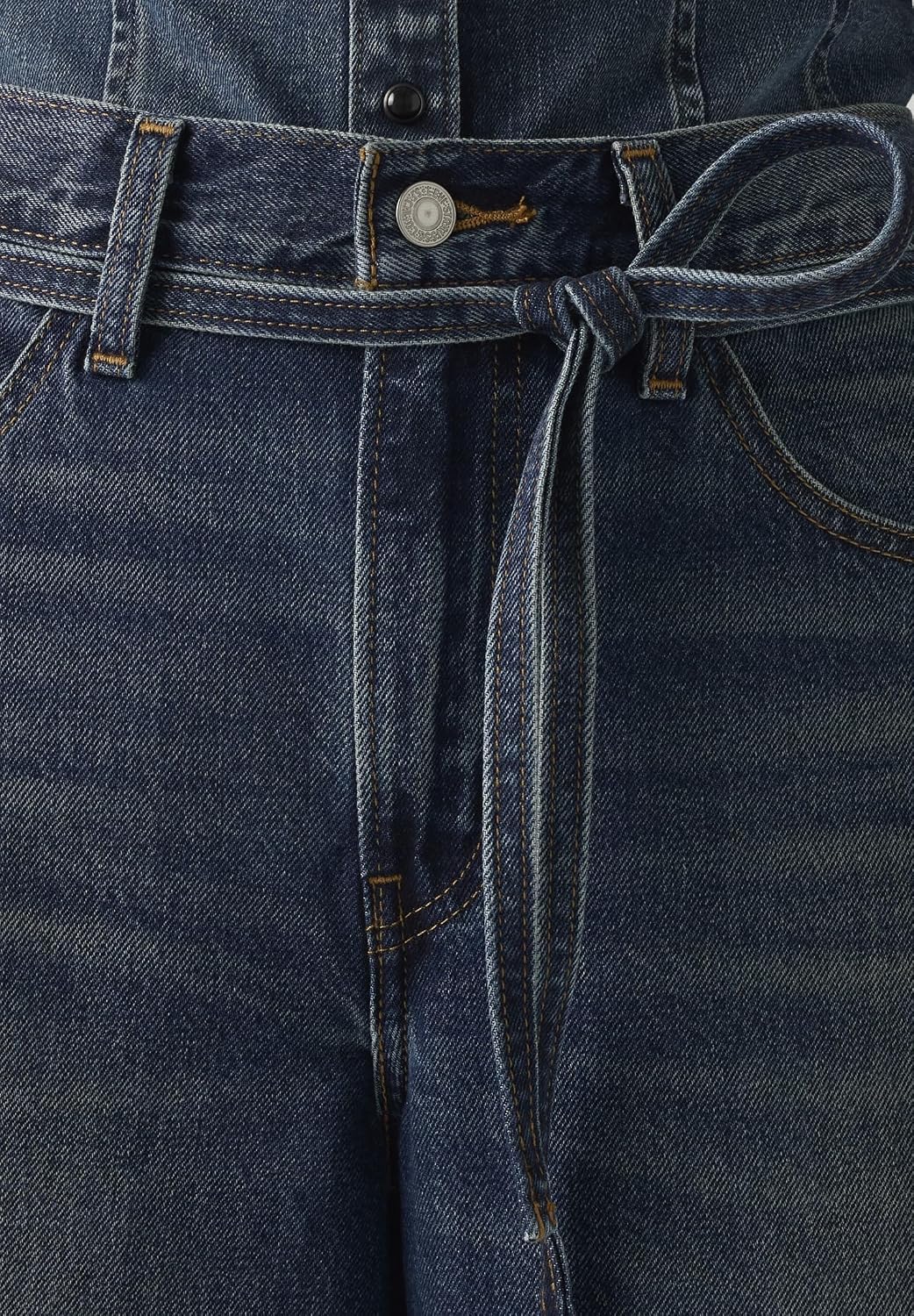 Detalle de Levi's XL Straight-jeans för dam med vida, raka ben och knytbar midja