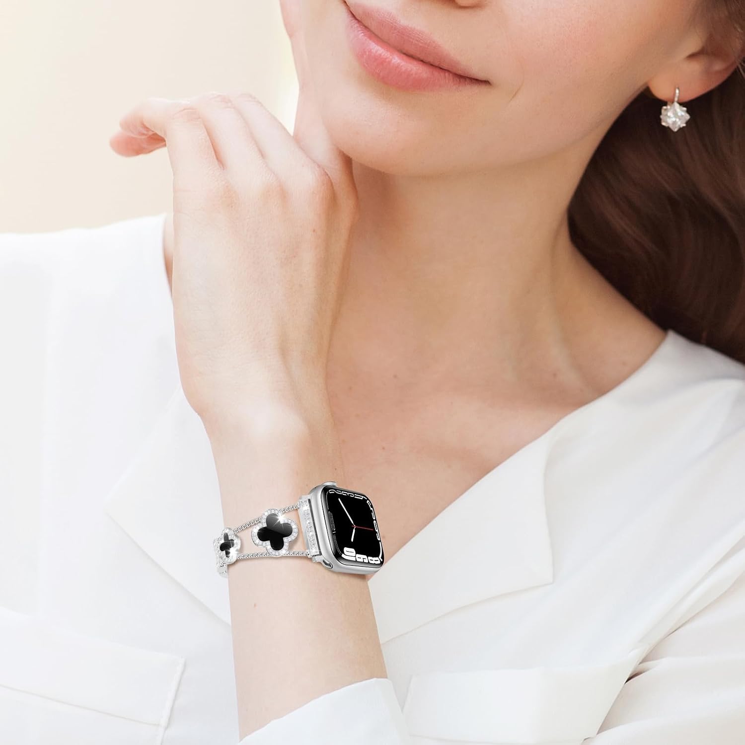 Thumbnail 6 de Tasikar Bling Diamond Women’s Strap for Apple Watch (42–49mm) – Silver/Black