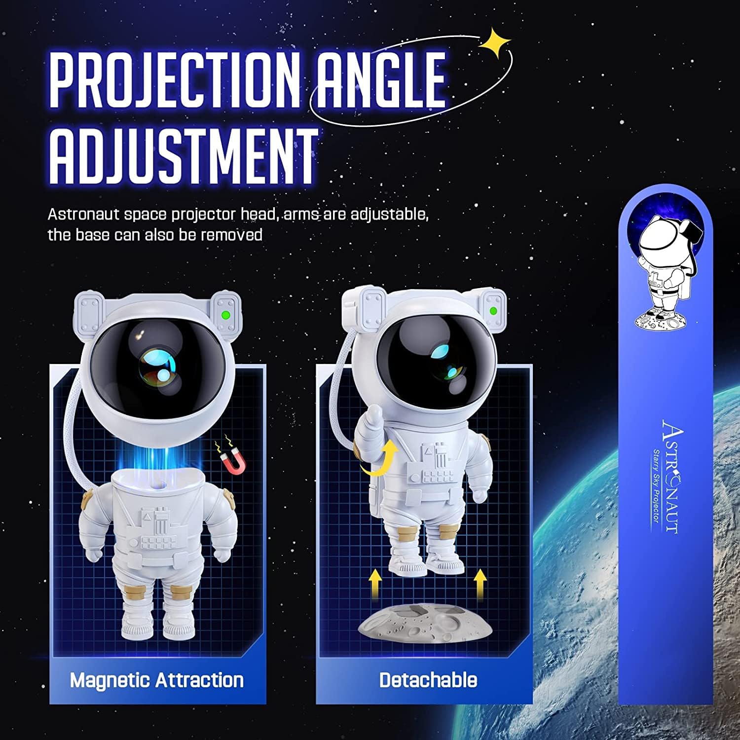 Detalle de Mooyran TYD-YHY-001 Astronaut Star Projector with 360° Head and Timer