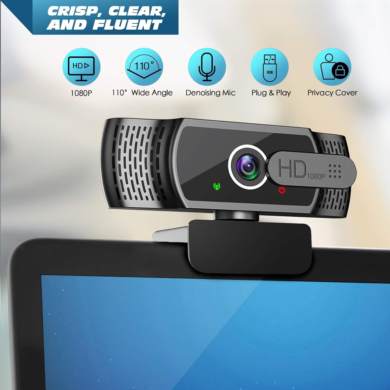 Detalle 2 de YIMONA Webcam for PC 1080P webcam