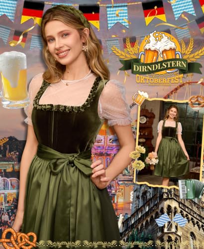 Thumbnail 1 de DIRNDLSTERN Damen Dirndlkleid Grün – Midi-Trachtkleid für Oktoberfest, Größe 46