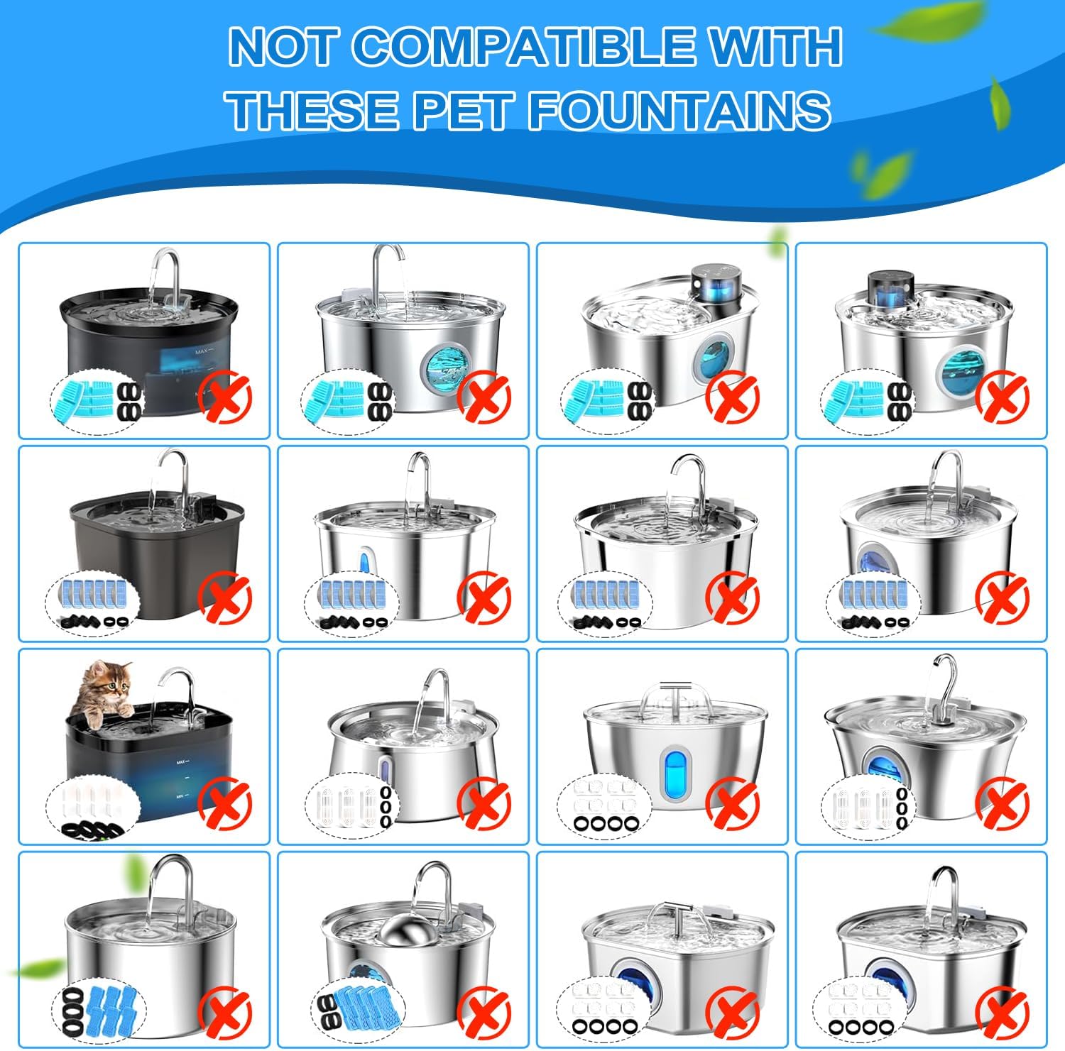 Thumbnail 3 de Whksoy CW-01 Cat Fountain Filters, 10 Filters and 10 Pre-Filter Sponges