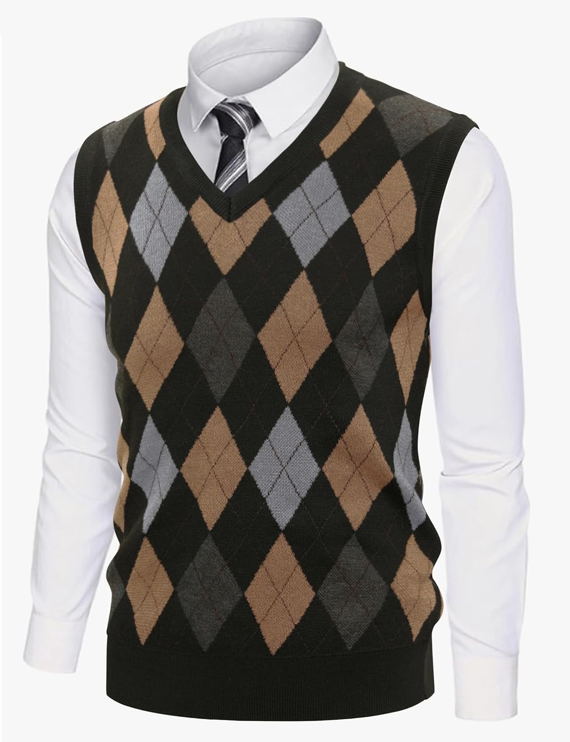 Detalle 2 de Sykooria Pullunder Herren Ärmellose Strickweste V‑Ausschnitt S-XXL