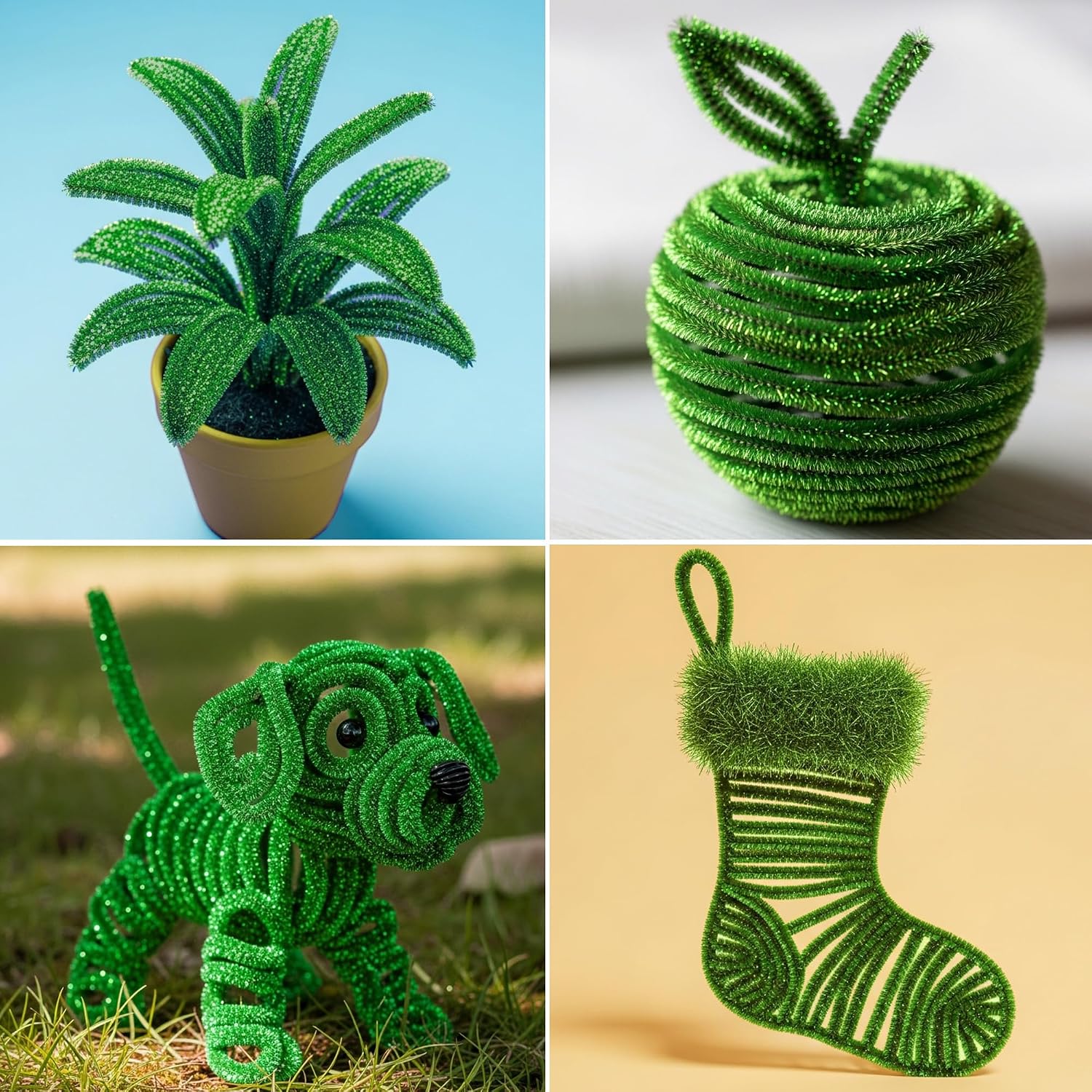 Thumbnail 5 de Caydo Glitter Green Pipe Cleaners, 200 Pieces