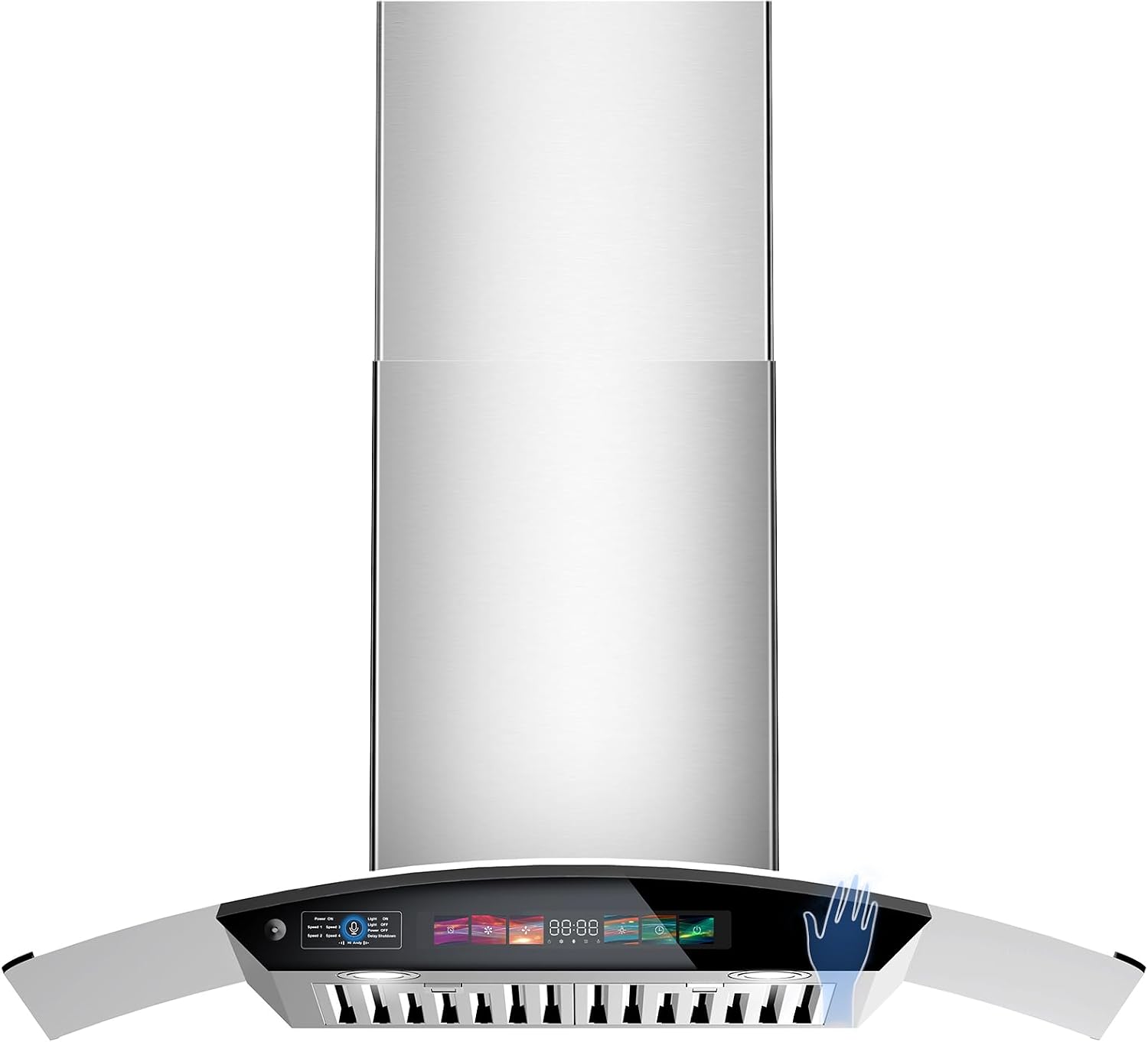 Detalle de BRANO GS01S 36-Inch Wall-Mount Range Hood, 900 CFM, Voice Control