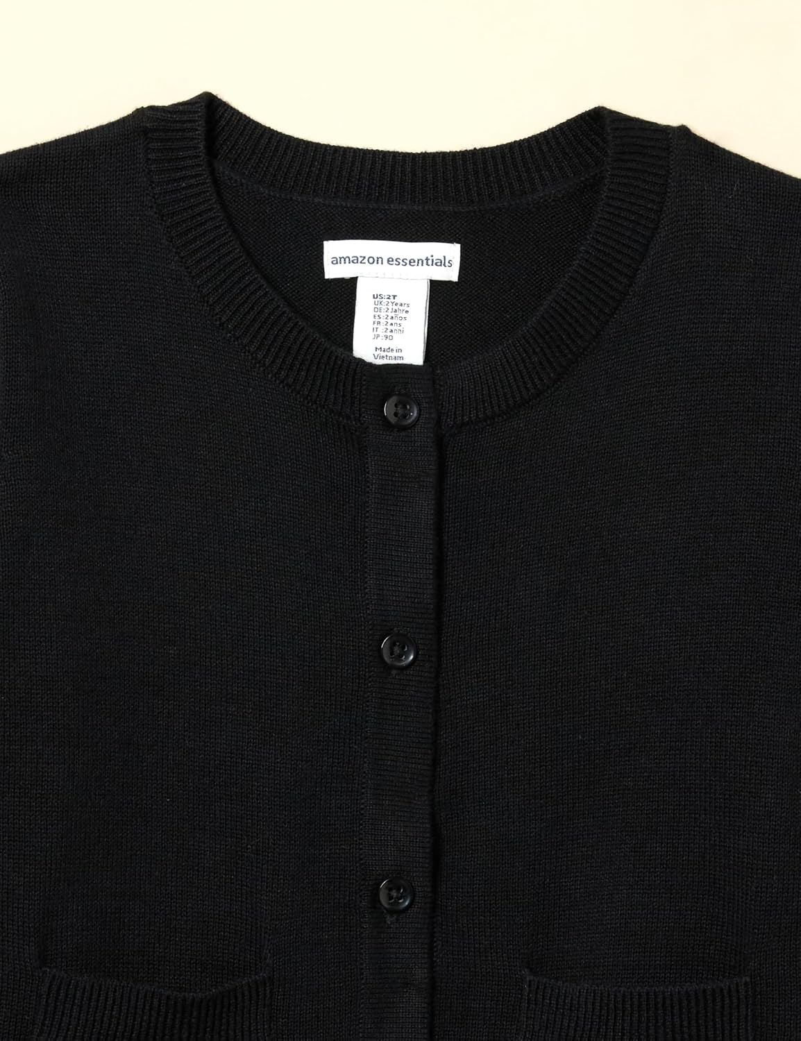 Detalle de Amazon Essentials Mädchen schmal geschnittener Cardigan-Pullover mit Rundhalsausschnitt (Baumwollgarn)