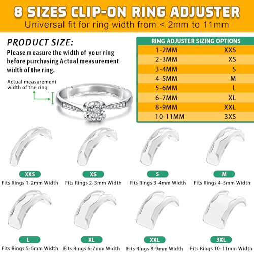 Detalle de Coopache ajusteurs de bague invisibles, 14 pièces en silicone transparent