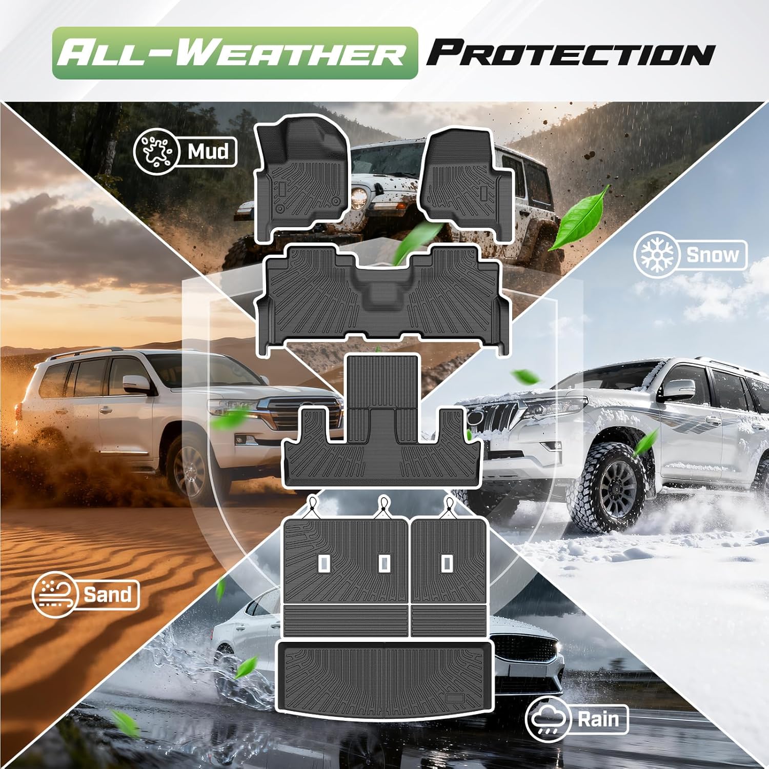 Thumbnail 6 de Cartist Floor Mats & Cargo Liner for 2018–2024 Ford Expedition / Lincoln Navigator (7 Seats) — All-Weather TPE Set