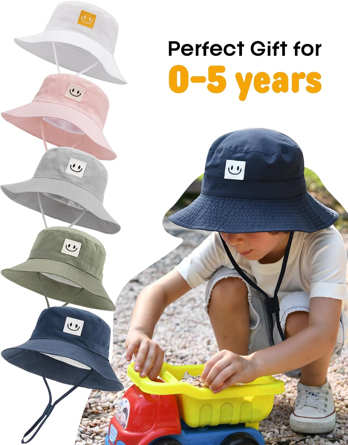 Thumbnail 6 de FURTALK Baby Sun Hat Smile Face Bucket Hat (0-5 Years) – UPF 50+ Sun Protection