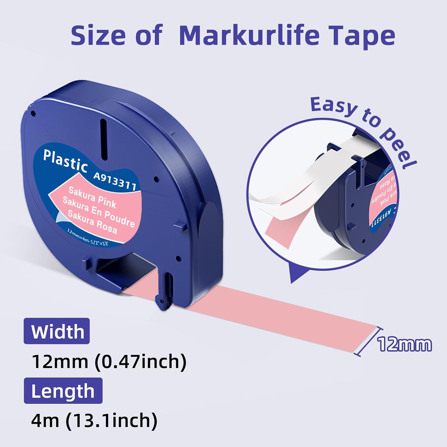 Detalle de Markurlife Etikettenband kompatibel mit DYMO LetraTag (12 mm x 4 m) – farbiges Plastikband im 6er-Set