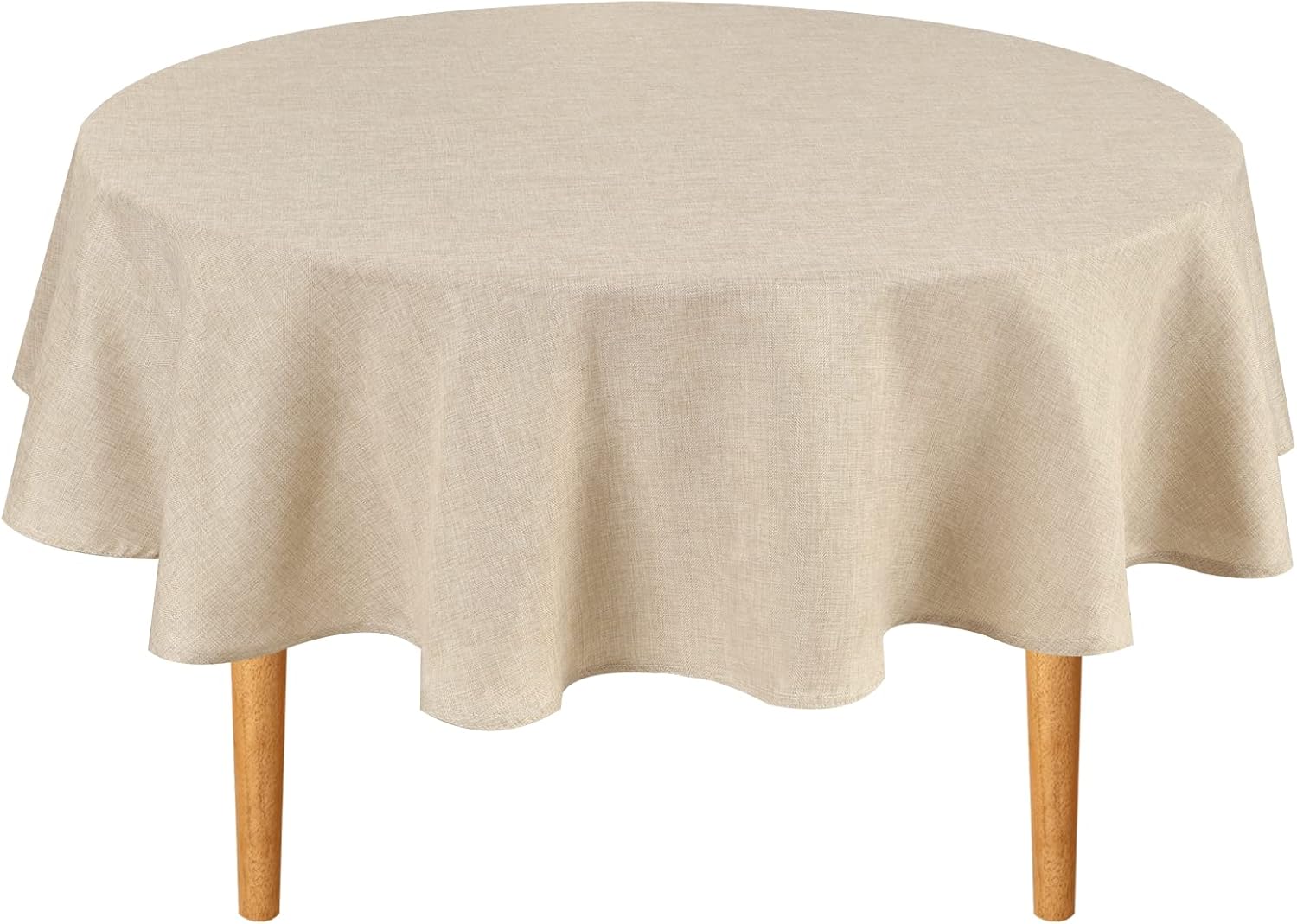 Detalle de Hiasan Round Tablecloth 80 Inch Linen Beige