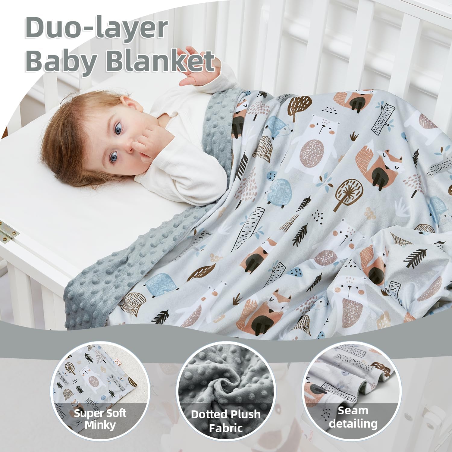 Thumbnail 2 de JORNH Baby Blanket for Newborns (75x100cm) – Super-soft double-layer cot, fox design