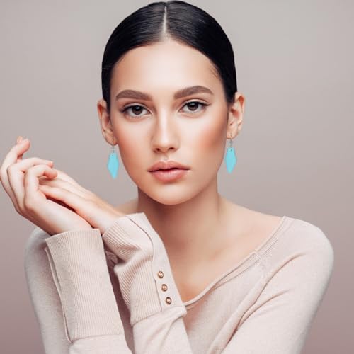 Detalle de Weviway Sea Glass Drop Dangle Earrings, Light Blue – Handmade Beach Jewellery