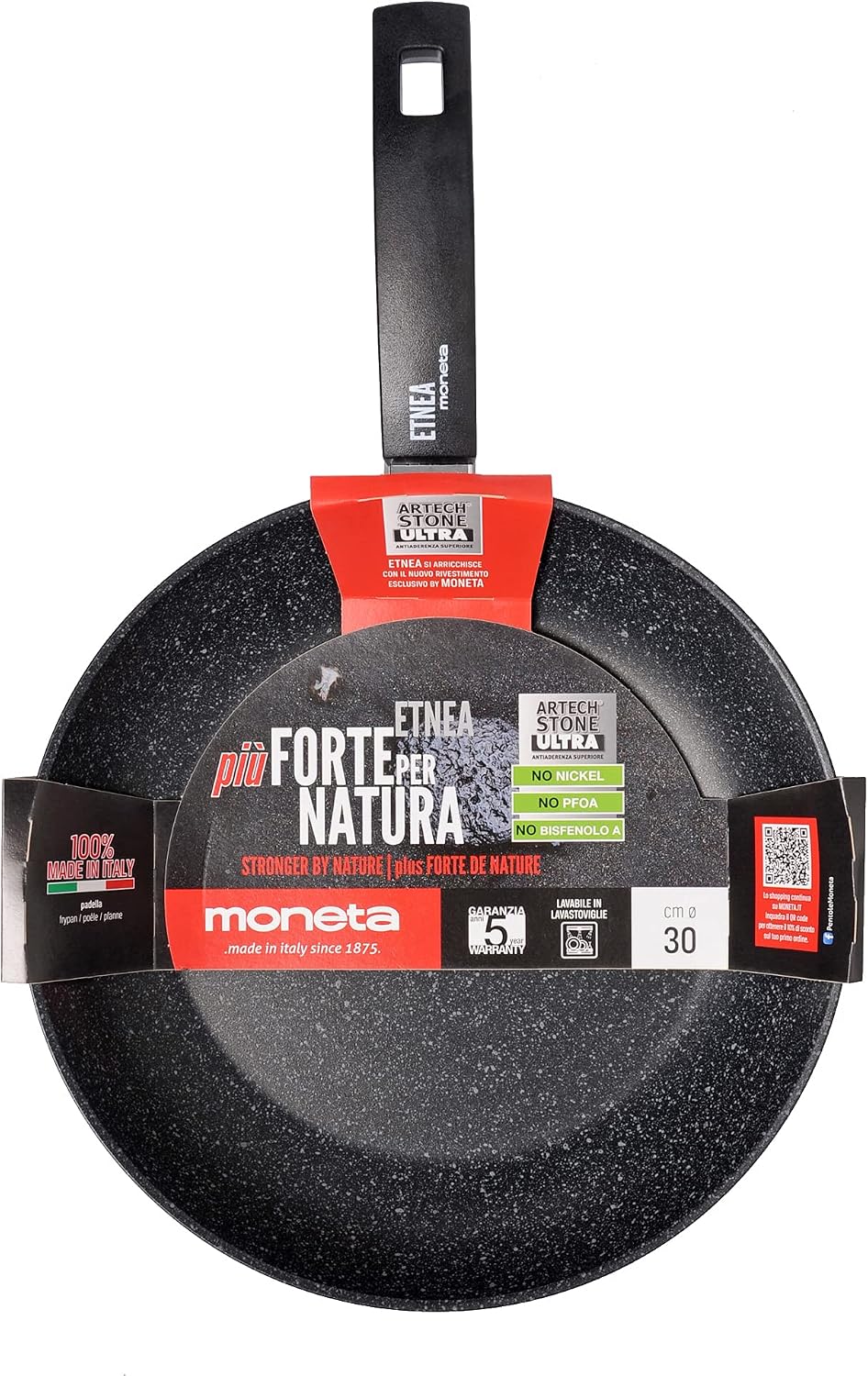 Detalle de Moneta Etnea Pfanne aus Aluminium, schwarz – 32 cm