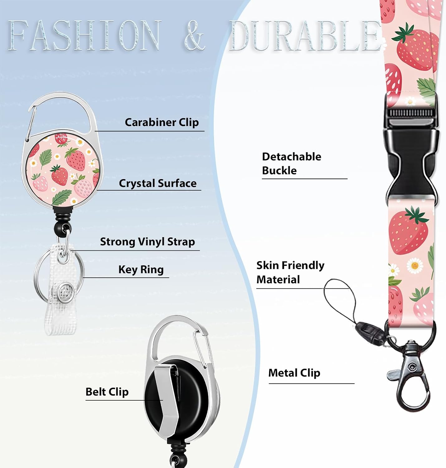 Thumbnail 2 de ID Badge Lanyard with Retractable Reel, 22.5-Inch Length
