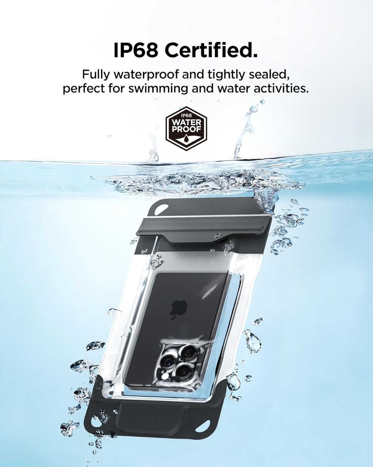Detalle de Spigen Pochette Étanche étanchéité par vide (IP68) pour iPhone/Android jusqu’à 7 pouces – Gris Foncé