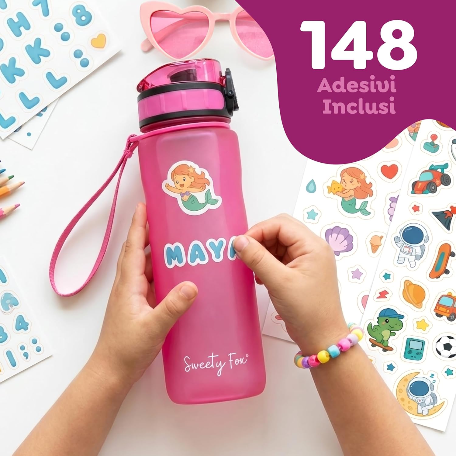 Thumbnail 1 de Sweety Fox borraccia per bambini 500 ml a prova di perdite con apertura One-Click (rosa)