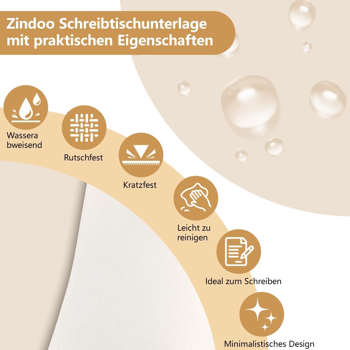 Thumbnail 2 de Zindoo Schreibtischunterlage 80x40 cm Beige