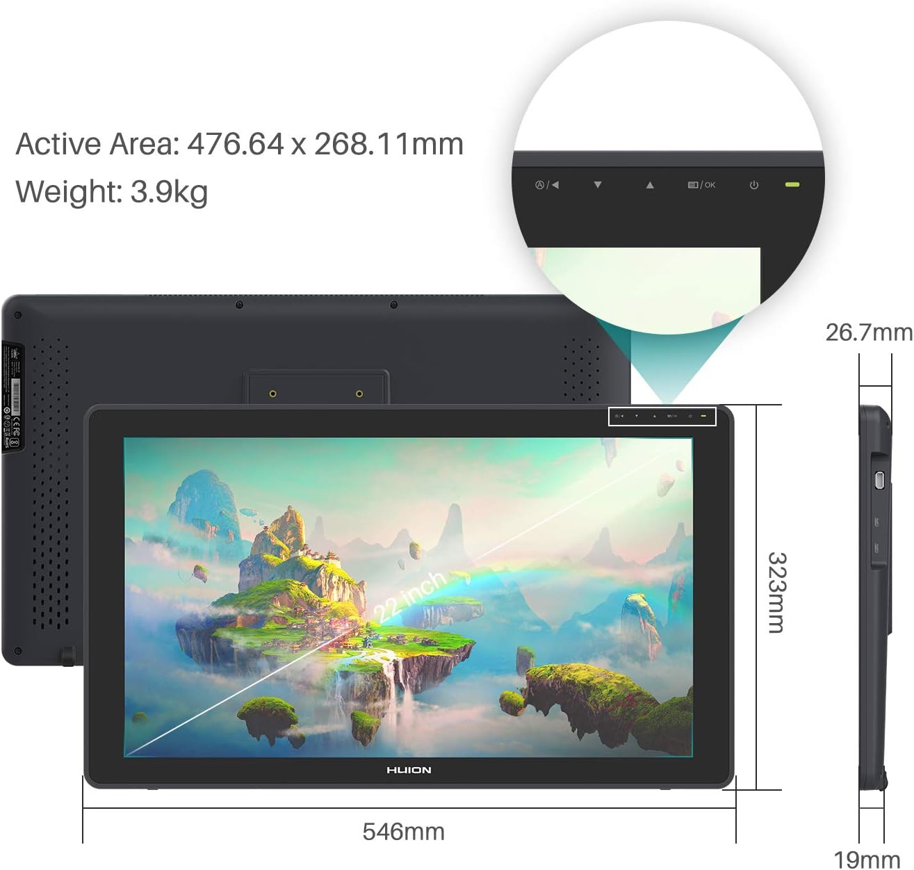 Detalle 2 de HUION KAMVAS 22 Plus 21.5 inch drawing tablet