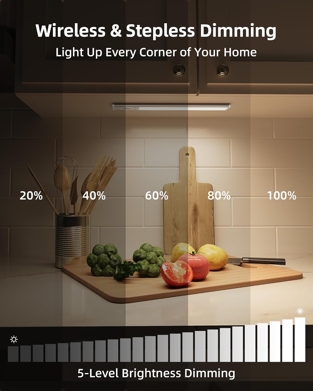 Thumbnail 3 de EZVALO under cabinet kitchen lights (2-pack) with motion sensor, 80 LEDs and rechargeable battery
