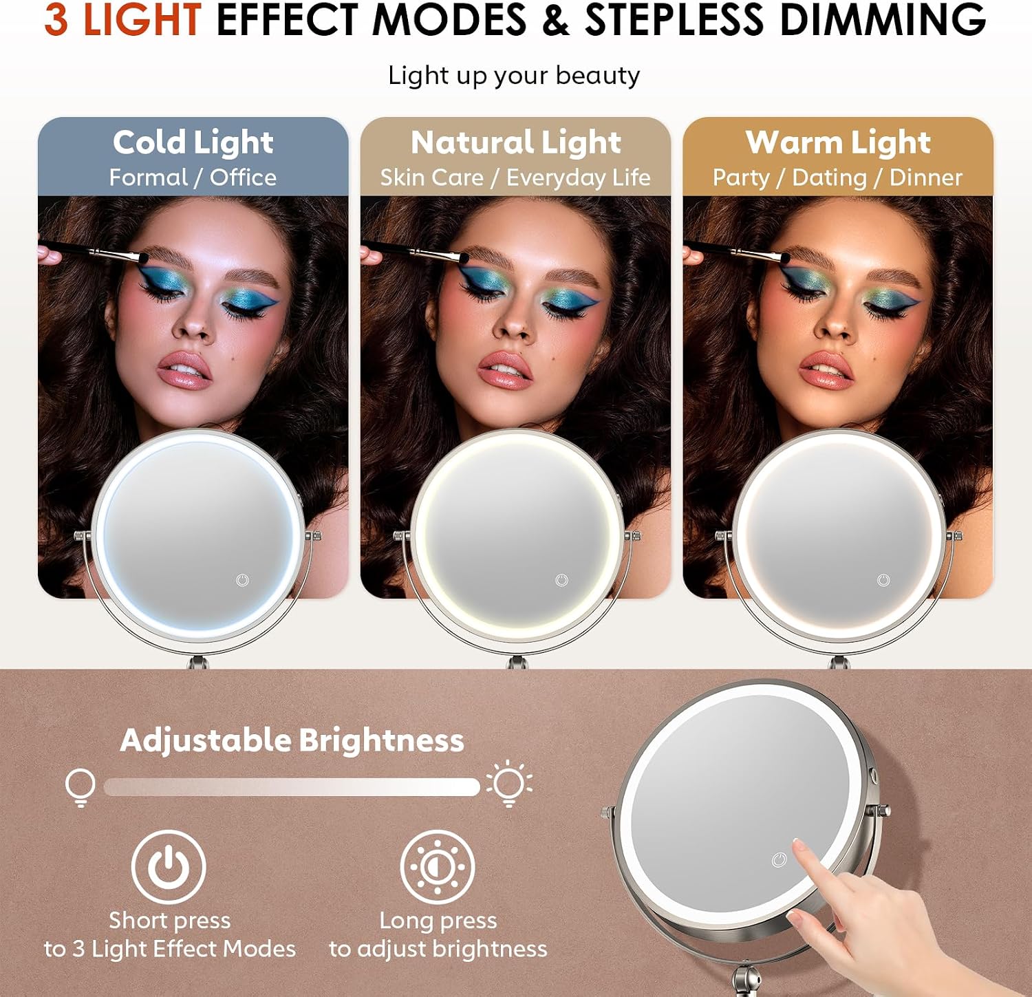 Thumbnail 5 de ZLOKLA 9-inch Wall Mounted Lighted Makeup Mirror with 1X/20X Magnification and Rechargeable 4000mAh Battery
