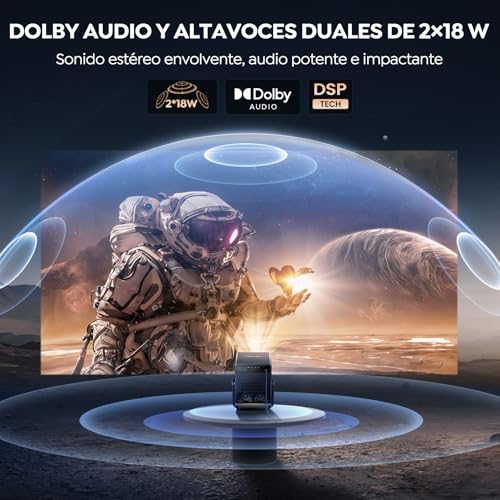 Detalle de TOPTRO Proyector 4K A2 con VIDAA: cine en casa y exterior con sonido Dolby y control por voz