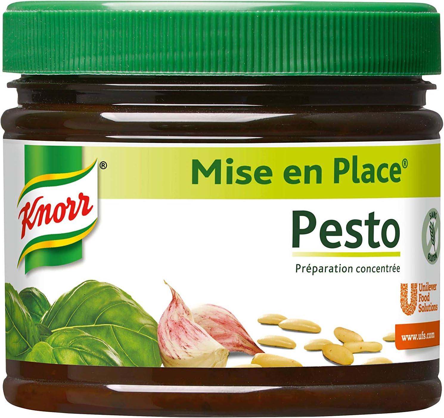Detalle de Knorr Mise En Place Pesto Basilic + Ail (340 g) – vegan, sans colorant ni conservateur