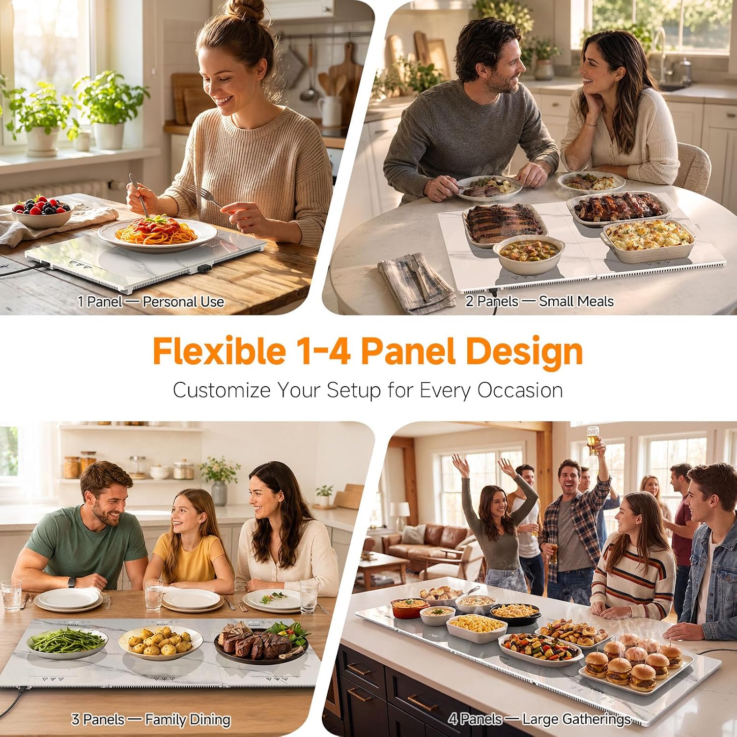 Detalle de FEPPO HF-PJ03-4 Electric Warming Tray, 47" x 15" Modular Glass