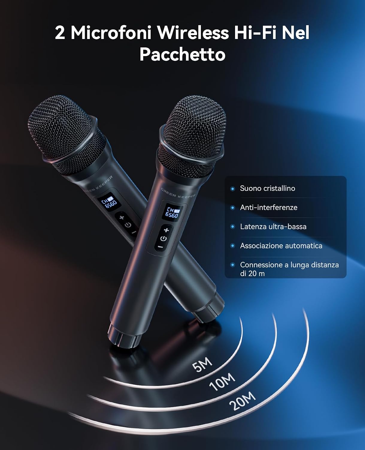 Detalle de Cassa Karaoke 400W per Adulti: Bluetooth, 2 Microfoni Wireless e Luci LED per Feste Indoor/Outdoor