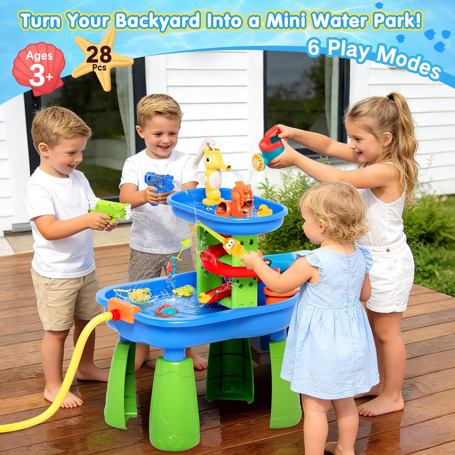 Thumbnail 1 de Toddler Water Table - 28-Piece Sensory Water Play Set for Outdoor Fun