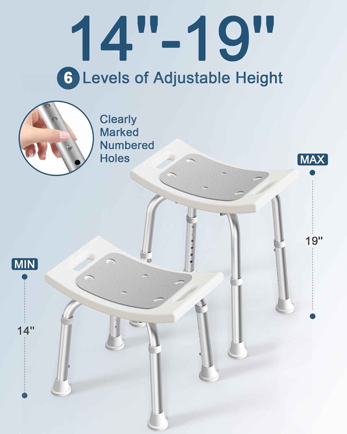 Detalle 2 de HOMLAND Shower Chair for Inside Shower — 400 lbs Adjustable Bath Stool with Suction Feet