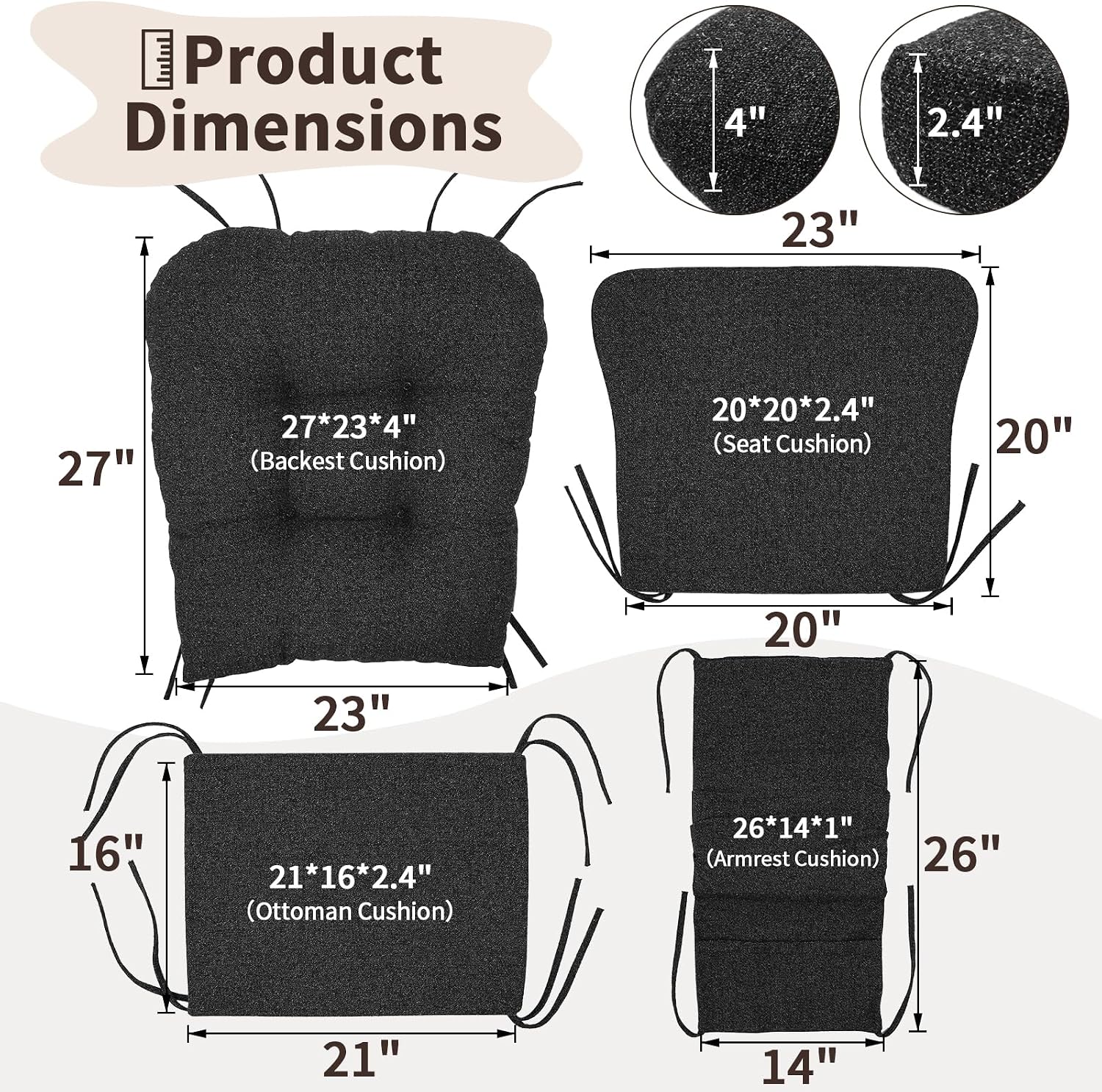 Detalle 2 de SINOSSO Glider Rocker Cushion Set