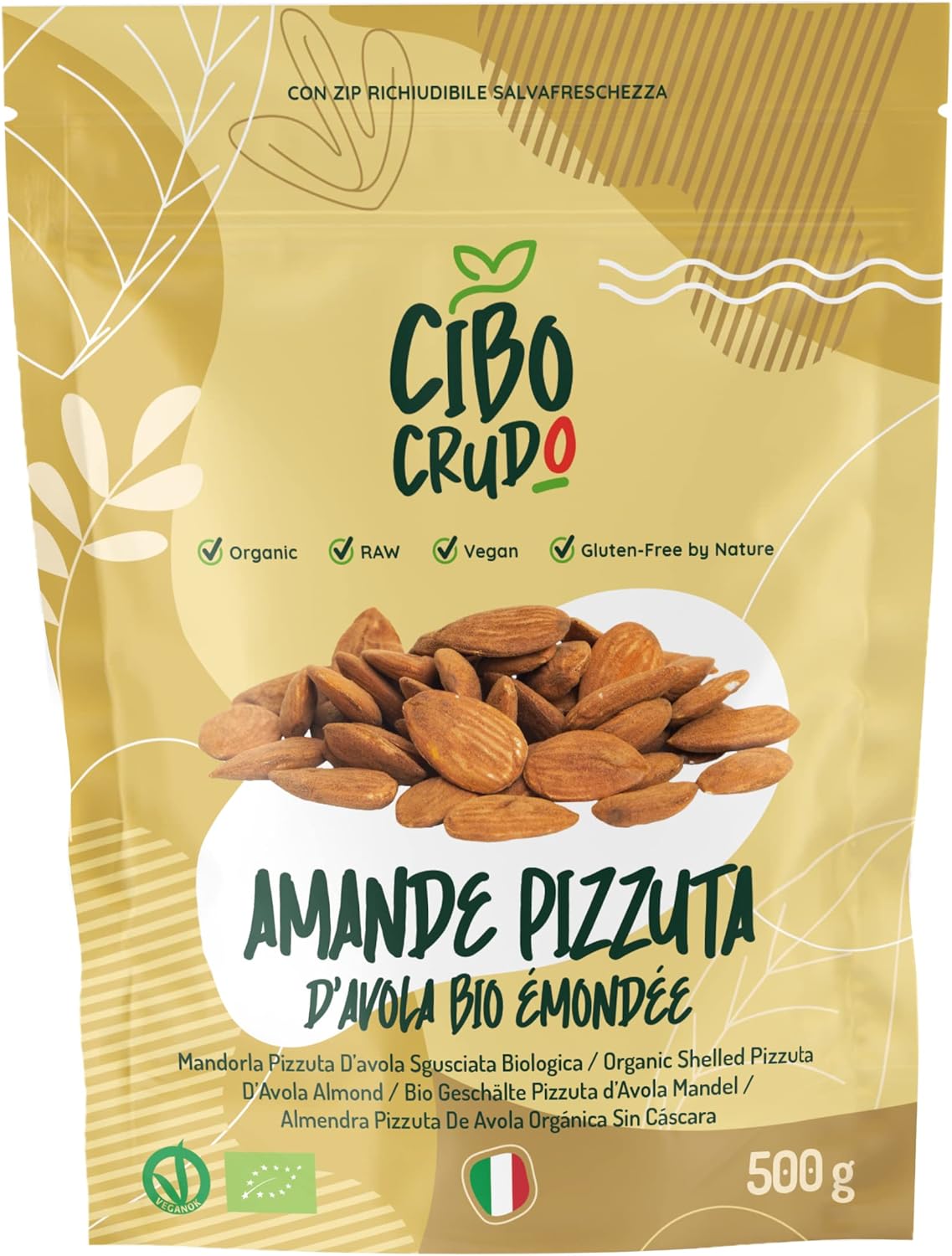 Detalle de Amandes Bio Décortiquées 500 g de Sicile par CiboCrudo – cru, sèches et bio