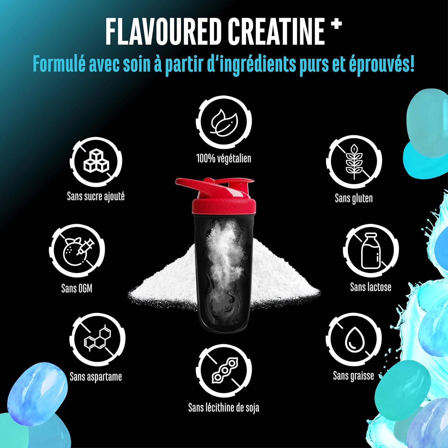 Thumbnail 3 de Flavoured Creatine poudre – 550 g, créatine monohydrate + L-taurine, aromatisée Ice Candy
