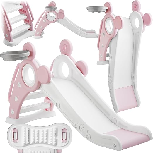 Detalle de tectake® Tobogán Plegable con Canasta y Escalada Infantil 🛝