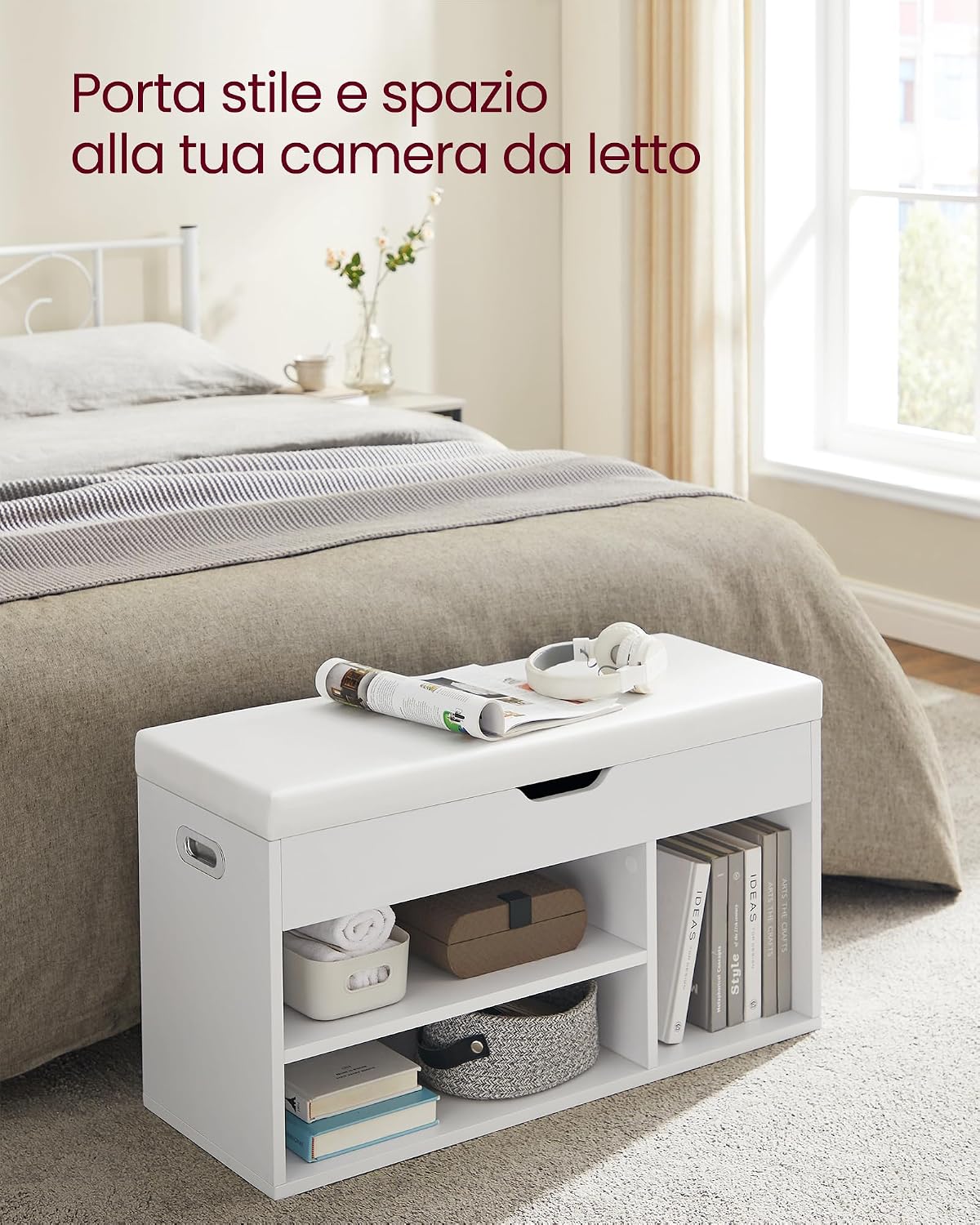 Detalle 2 de VASAGLE LHS30W scarpiera panca 136 kg