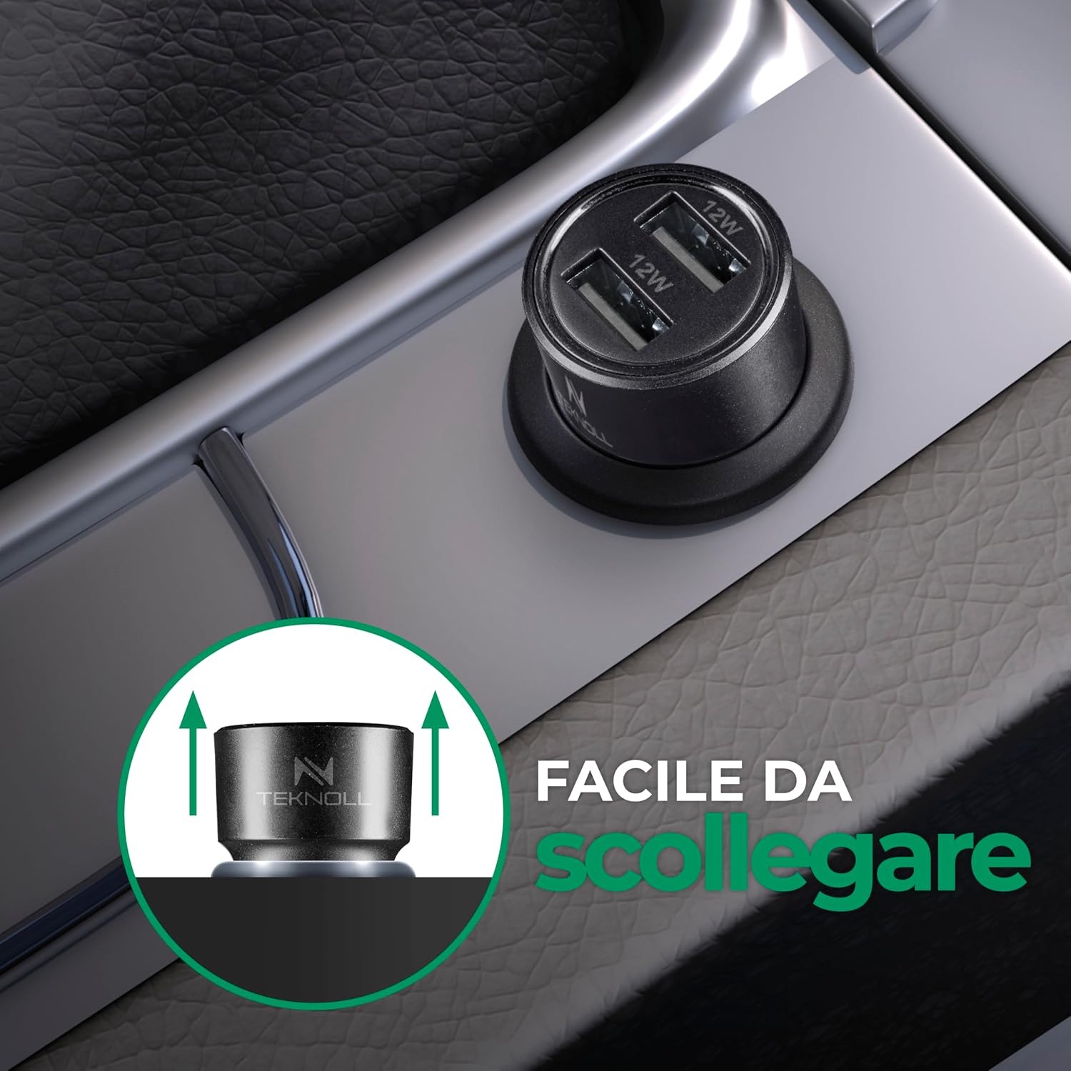 Detalle 2 de Teknoll Caricabatterie Rapido 24W 2 porte USB