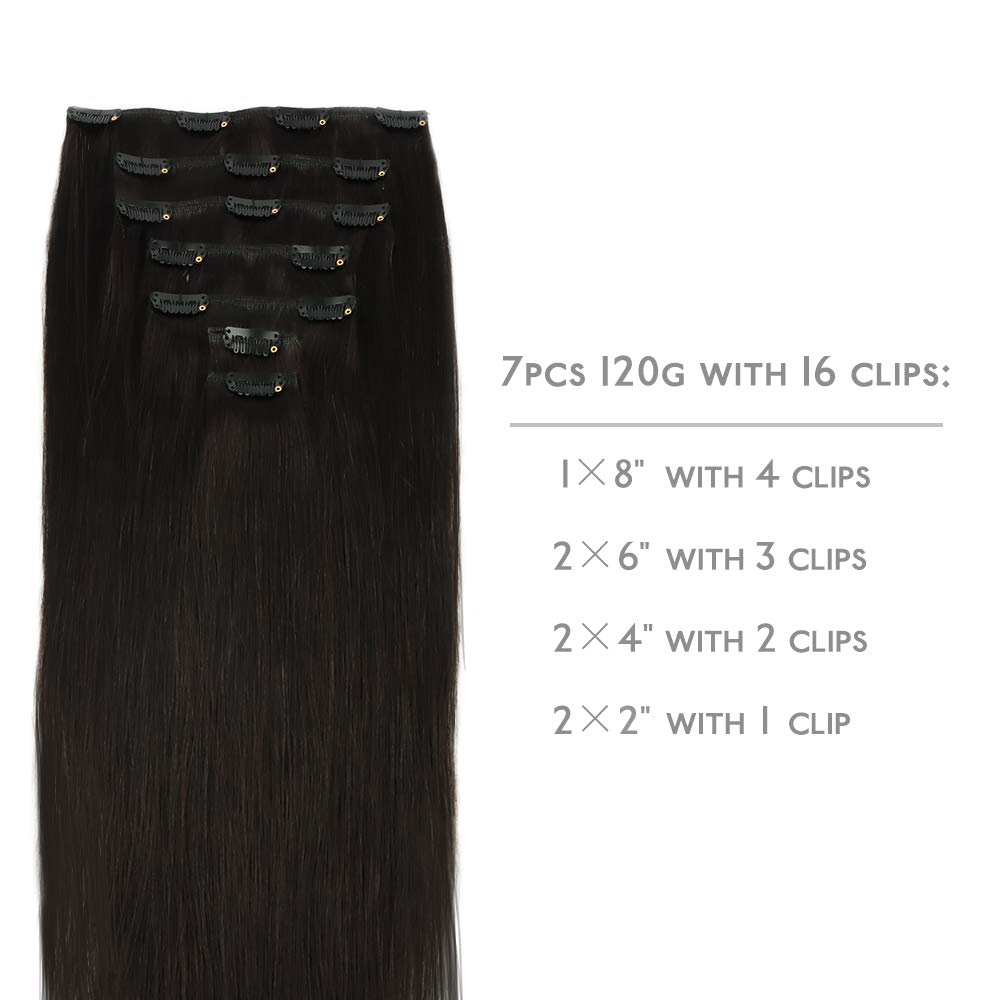 Thumbnail 1 de WENNALIFE Clip-in Echthaar Extensions (7-teilig), 35 cm, natürliches Schwarz