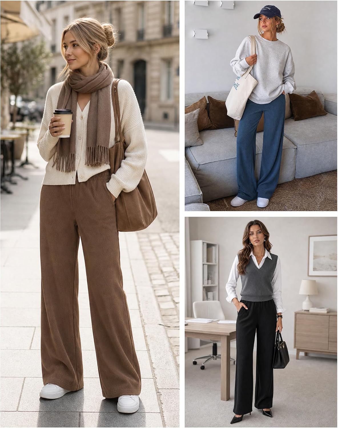 Detalle 2 de SEMARO Women's Corduroy Pants, Wide-Leg