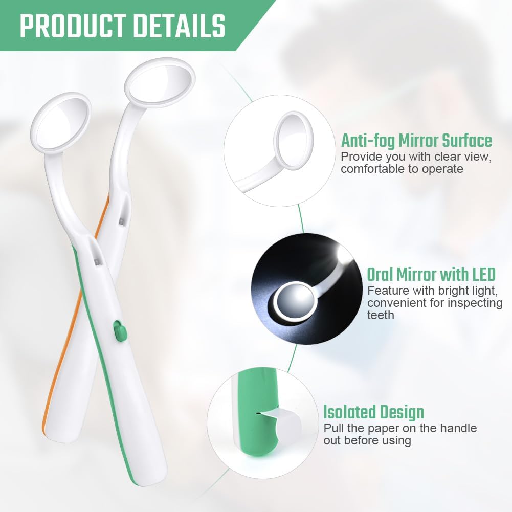Detalle de ACWOO Specchio Dentale 2 pezzi con Luce LED Antiappannamento – Specchio per Igiene Orale