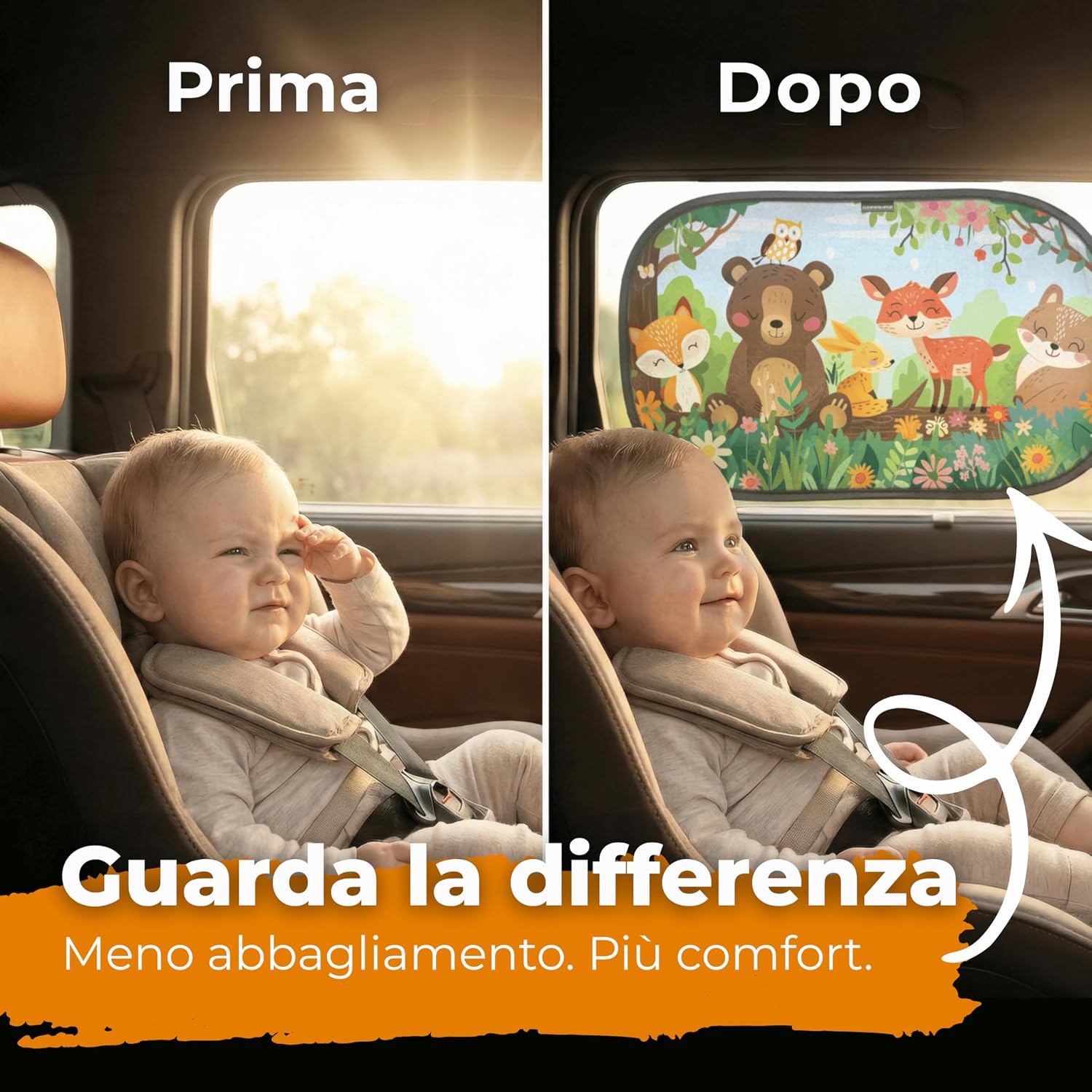 Thumbnail 2 de CARAMAZ Parasole Auto per Bambini con Protezione UV UPF50+ | Attacco senza ventose 51x31 cm (2 pezzi)