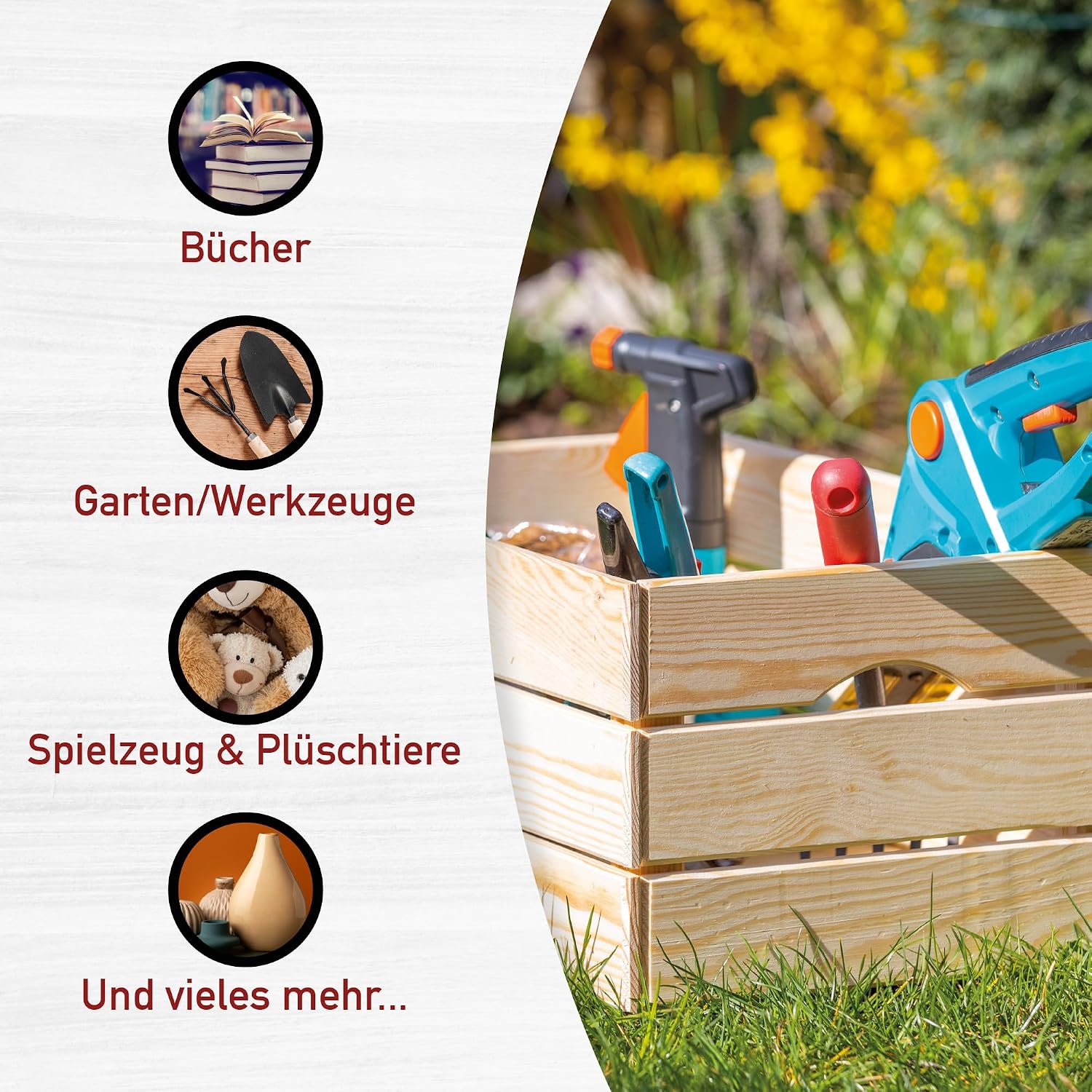 Detalle de Inter Link Holzkiste Stapelkiste 51 x 31,5 x 23 cm