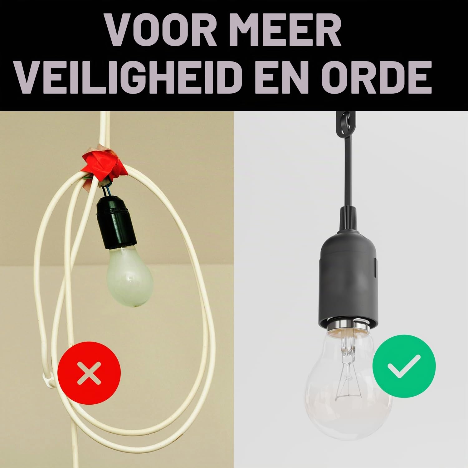 Detalle 1 de greate 505003 E27-fitting, set van 3 met snelkoppeling en trekontlasting